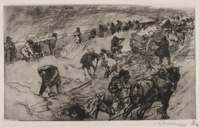 Walka ze śniegiem, Quai aux Fleurs, 1890. autorstwa Auguste Louis Lepère