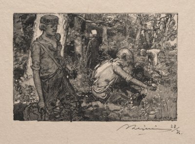 Zbieranie konwalii. autorstwa Auguste Louis Lepère