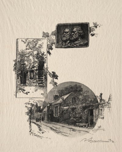 Wejście do warsztatu Rousseau i Maison de Millet autorstwa Auguste Louis Lepère