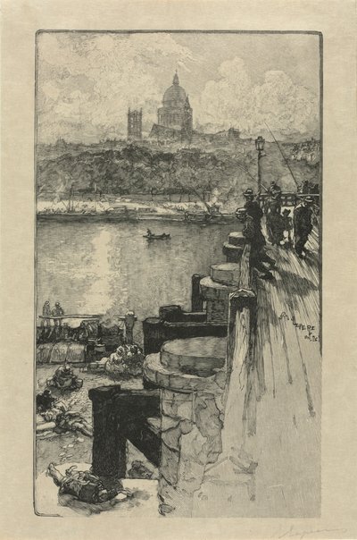 [Rybacy na molo, Paryż] autorstwa Auguste Louis Lepère