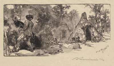 Fontainebleau Forest: Coalmen Las Fontainebleau: The Charbonniers, 1890. autorstwa Auguste Louis Lepère