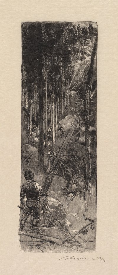 Las Fontainebleau: wycinanie sosen La Forêt de Fontainebleau: Abattage des pines, 1890. autorstwa Auguste Louis Lepère