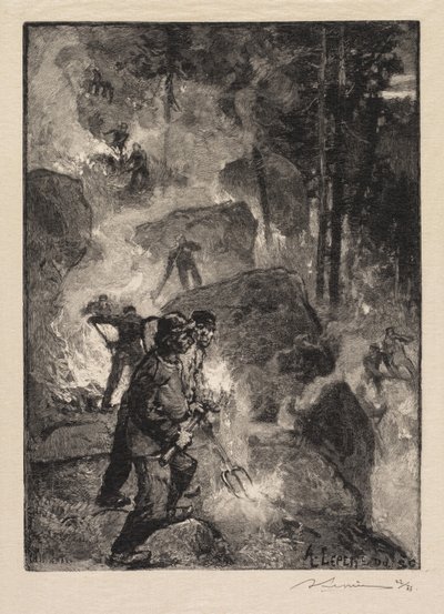 Las Fontainebleau: Paprocie Palniki autorstwa Auguste Louis Lepère