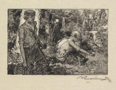 Las Fontainebleau: Gatherine Konwalia La Forêt de Fontainebleau..., 1890. autorstwa Auguste Louis Lepère