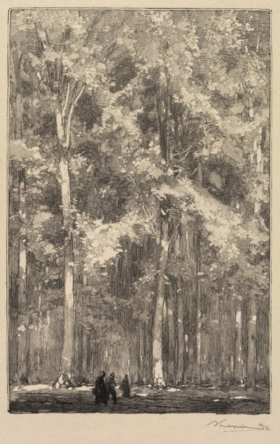 Las Fontainebleau: Poranek, Skrzyżowanie Szlaku Fortów Marlotte..., 1890. autorstwa Auguste Louis Lepère