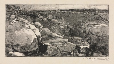 Las Fontainebleau: Cirque of Long-Rocher , 1888. autorstwa Auguste Louis Lepère