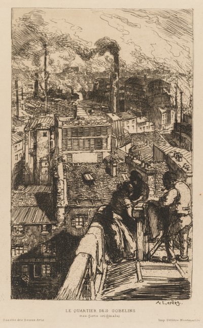 Gazette des Beaux-Arts: Dzielnica Gobelinów, 1889. autorstwa Auguste Louis Lepère