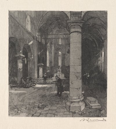 Wnętrze kościoła autorstwa Auguste Louis Lepère