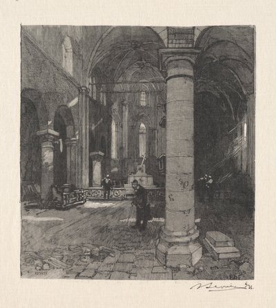 Wnętrze lEglise. autorstwa Auguste Louis Lepère