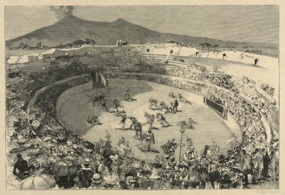 Włochy. Święto Pompejów, Cyrk gladiatorów, 1884. autorstwa Auguste Louis Lepère