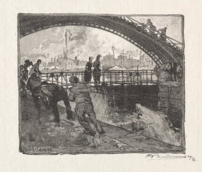 Śluza na kanale św. Marcina autorstwa Auguste Louis Lepère