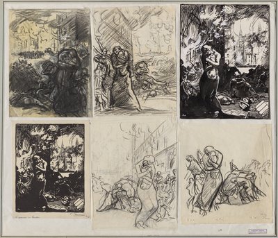 Ogień Louvain autorstwa Auguste Louis Lepère