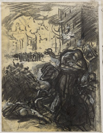 Ogień Louvain autorstwa Auguste Louis Lepère