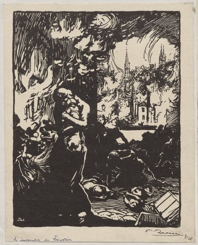 Ogień Louvain autorstwa Auguste Louis Lepère