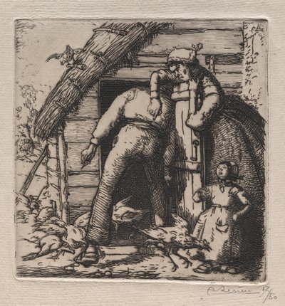 Kurnik łapie największy autorstwa Auguste Louis Lepère