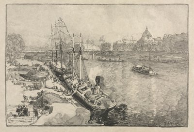 [Duży parowiec w Doku, Paryż] autorstwa Auguste Louis Lepère