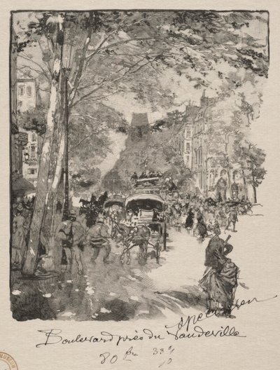 Bulwar w pobliżu Wodewilu. autorstwa Auguste Louis Lepère