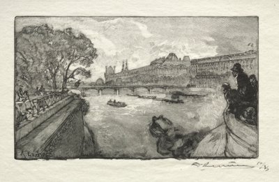 Luwr widziany z mostu Pont Neuf autorstwa Auguste Louis Lepère