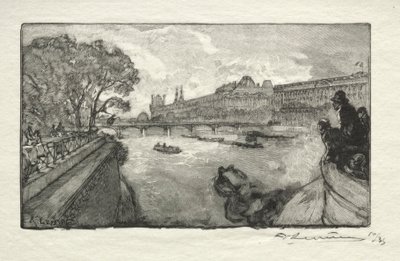 Luwr widziany z mostu Pont Neuf, 1890. autorstwa Auguste Louis Lepère