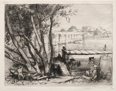 Most Poissy, 1917. autorstwa Auguste Louis Lepère