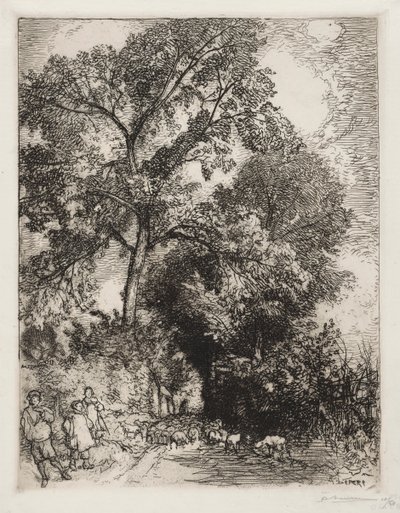 Powrót stada, Crèvecoeur autorstwa Auguste Louis Lepère