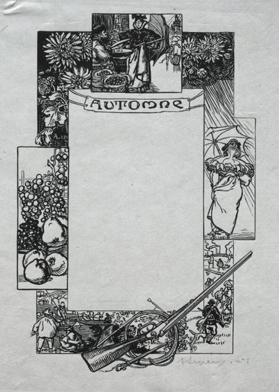 Almanach Paryski, 1897: Obramowanie dekoracyjne, jesień, 1897. autorstwa Auguste Louis Lepère