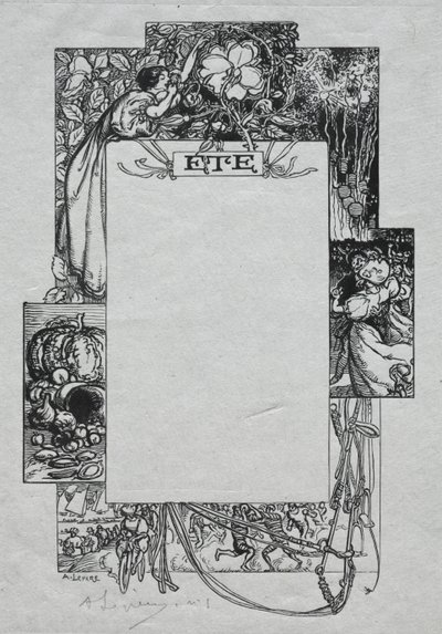 Almanach Paryski, 1897: Obramowanie dekoracyjne, lato autorstwa Auguste Louis Lepère