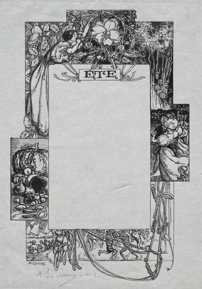 Almanach Paryski, 1897: Obramowanie dekoracyjne, lato, 1897. autorstwa Auguste Louis Lepère