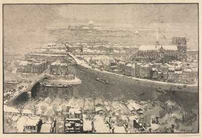 Paryż pod śniegiem, 1890. autorstwa Auguste Louis Lepère