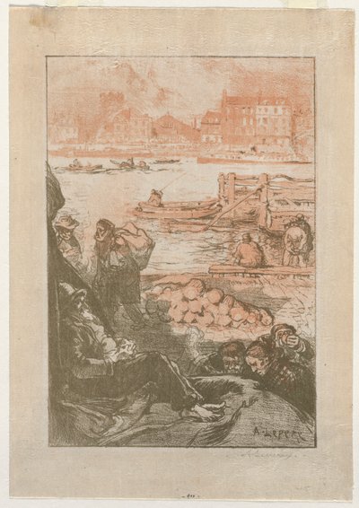 [Chłopi przy doku, Paryż]. autorstwa Auguste Louis Lepère