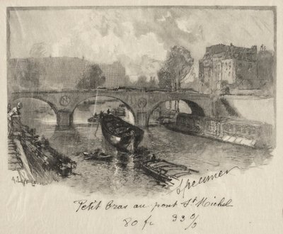 Mała ręka w Pont St. Michel autorstwa Auguste Louis Lepère