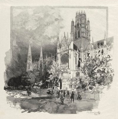 Ilustrowany Rouen: Kościół Saint Ouen autorstwa Auguste Louis Lepère