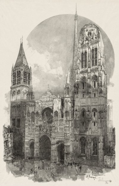 Ilustrowany Rouen: Katedra w Rouen, 1888. autorstwa Auguste Louis Lepère