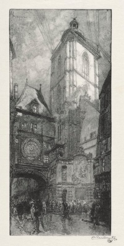 Ilustrowany Rouen: Wielki Zegar autorstwa Auguste Louis Lepère