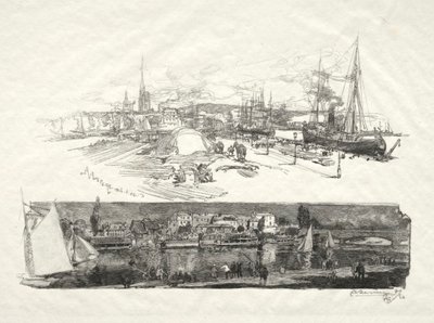 Ilustrowany Rouen: Nowe nabrzeże-Ile La Croix, 1896. autorstwa Auguste Louis Lepère