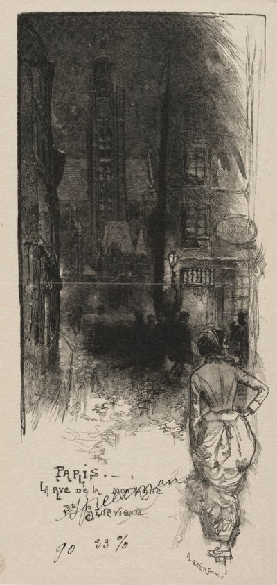 Rue de la Montagne, St. Genevieve. autorstwa Auguste Louis Lepère