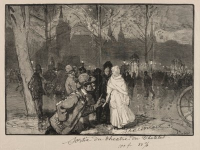 Opuszczenie Théâtre du Chatelet. autorstwa Auguste Louis Lepère