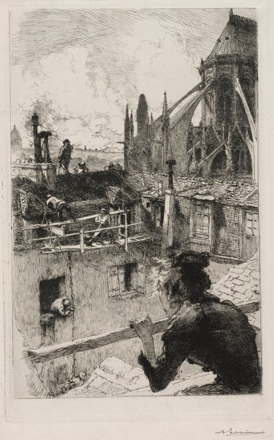 Na dachach niedaleko Notre Dame, 1893. autorstwa Auguste Louis Lepère