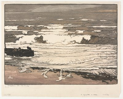 Przełamujące się fale, przypływ września 1901 autorstwa Auguste Louis Lepère