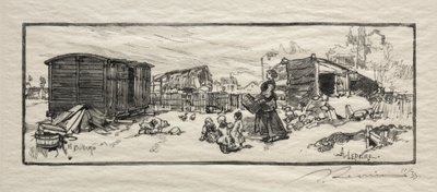 Powozownia (Le wagon-logement) autorstwa Auguste Louis Lepère