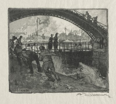 Śluza Kanału św. Marcina autorstwa Auguste Louis Lepère