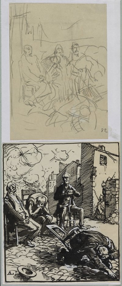Trzech zakładników siedzących autorstwa Auguste Louis Lepère