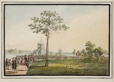 Kolejki górskie na wyspie Krestovsky - Auguste Poireau (1780-1844). Akwarela na papierze autorstwa Auguste Poireau