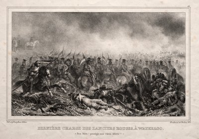 Ostatnia szarża Czerwonych Lansjerów pod Waterloo autorstwa Auguste Raffet