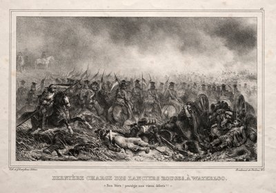 Ostatnia szarża czerwonych lansjerów pod Waterloo. autorstwa Auguste Raffet
