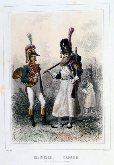 Muzyk i Saper Grenadierów-à-Pied, 1859. autorstwa Auguste Raffet