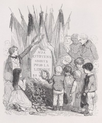 Groby lipca z Dzieł wszystkich Bérangera, 1836. autorstwa Auguste Raffet