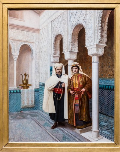 Sefardyjska para dygnitarzy w marokańskim pałacu autorstwa Auguste Raynaud