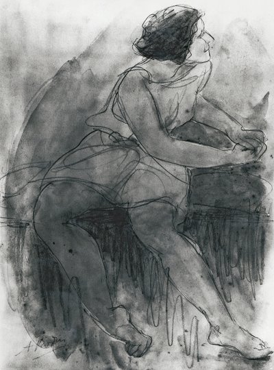 Isadora Duncan (1878-1927) (ołówek i pranie na papierze) autorstwa Auguste Rodin