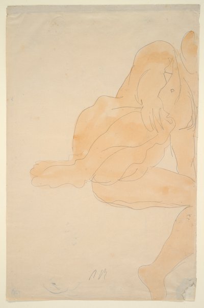Siedzenie nago, podniesione kolano autorstwa Auguste Rodin